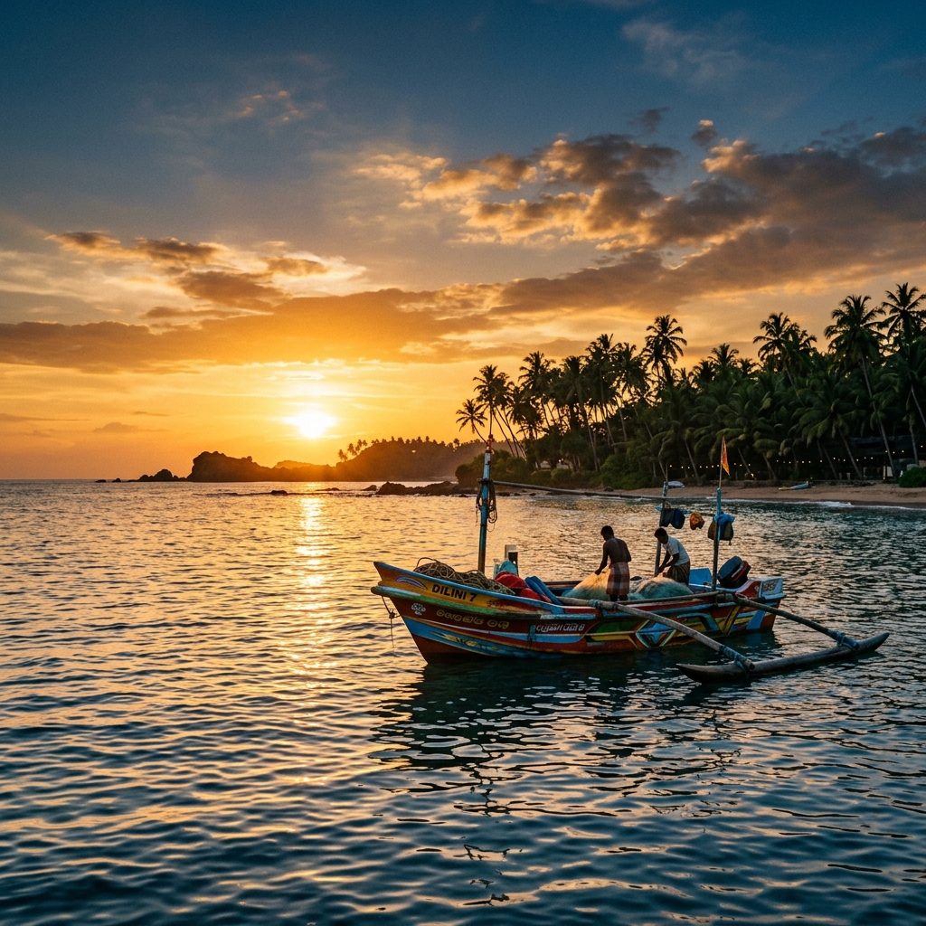 Scenic boat tour along Mirissa coast