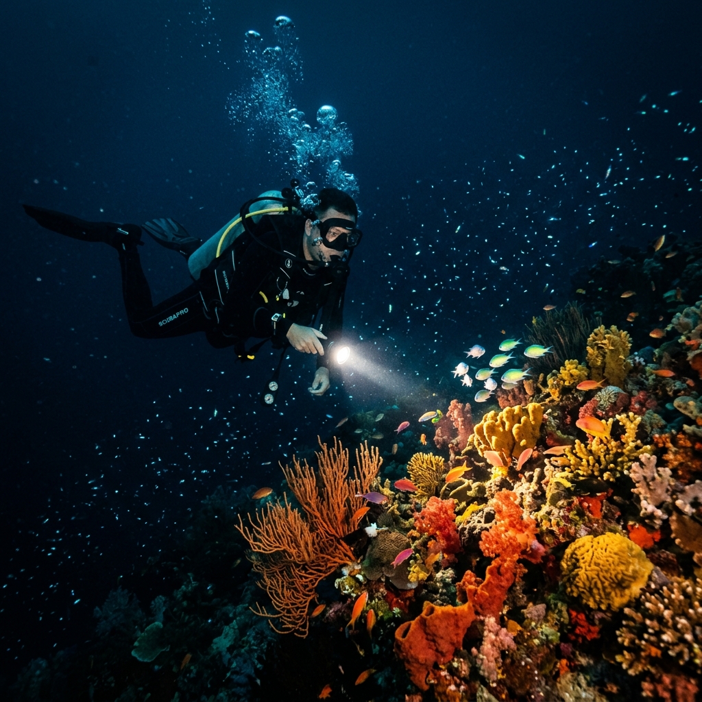 Night scuba diving experience in Mirissa
